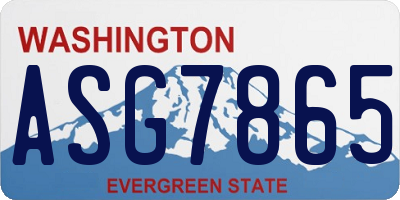 WA license plate ASG7865