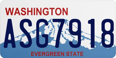 WA license plate ASG7918