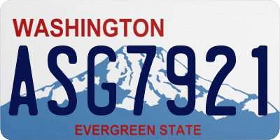 WA license plate ASG7921