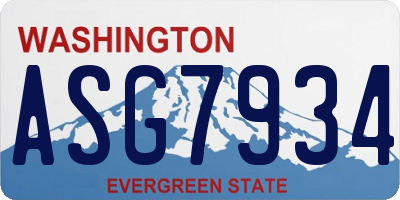 WA license plate ASG7934