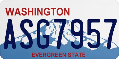 WA license plate ASG7957