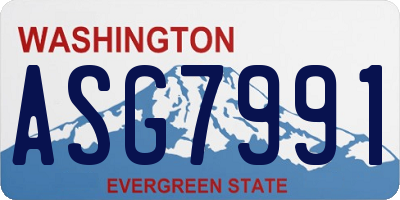 WA license plate ASG7991
