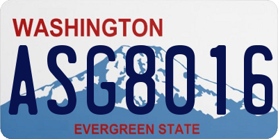WA license plate ASG8016