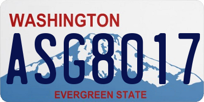 WA license plate ASG8017