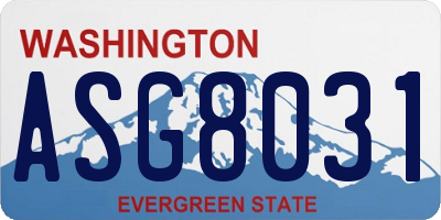 WA license plate ASG8031