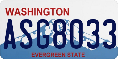 WA license plate ASG8033