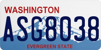 WA license plate ASG8038