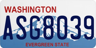 WA license plate ASG8039