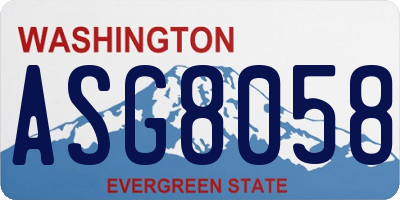 WA license plate ASG8058