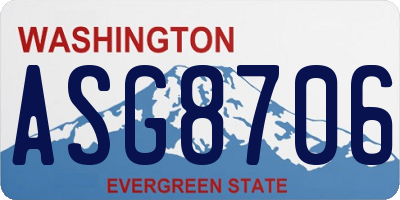 WA license plate ASG8706