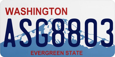 WA license plate ASG8803