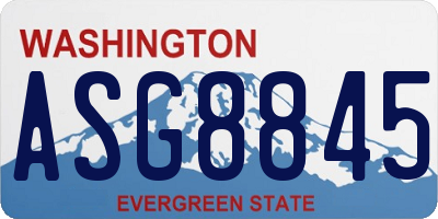 WA license plate ASG8845