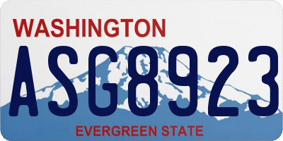 WA license plate ASG8923