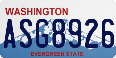 WA license plate ASG8926