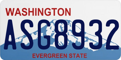 WA license plate ASG8932