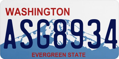 WA license plate ASG8934