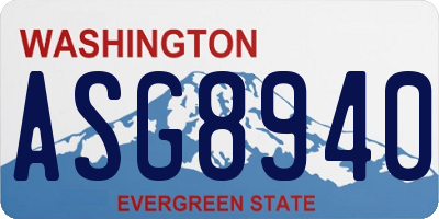 WA license plate ASG8940