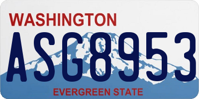 WA license plate ASG8953