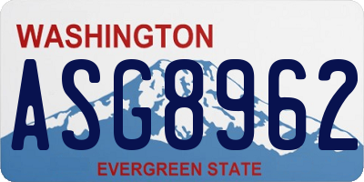 WA license plate ASG8962
