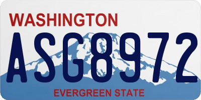 WA license plate ASG8972