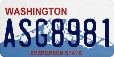 WA license plate ASG8981