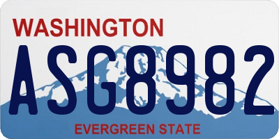 WA license plate ASG8982