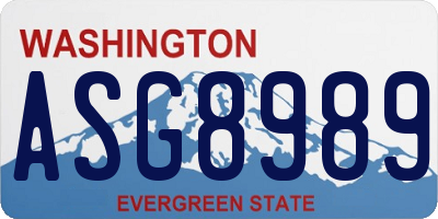WA license plate ASG8989