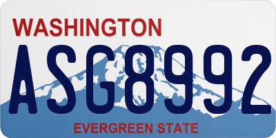 WA license plate ASG8992