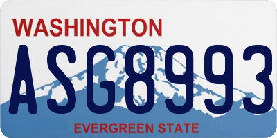 WA license plate ASG8993