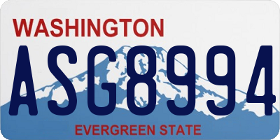 WA license plate ASG8994