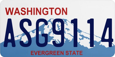 WA license plate ASG9114