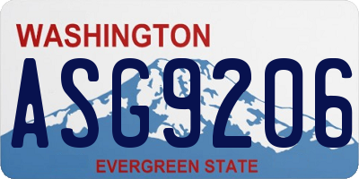 WA license plate ASG9206