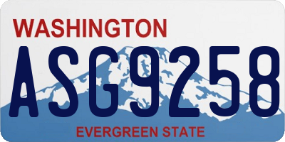 WA license plate ASG9258
