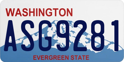 WA license plate ASG9281