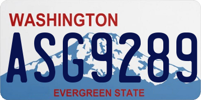 WA license plate ASG9289