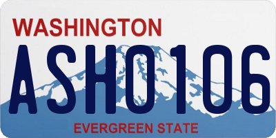 WA license plate ASH0106