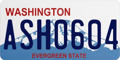 WA license plate ASH0604