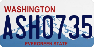 WA license plate ASH0735