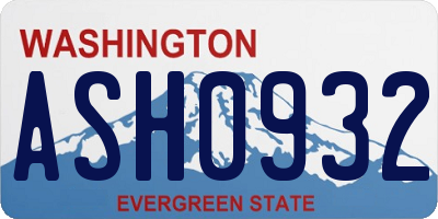 WA license plate ASH0932