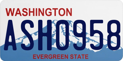 WA license plate ASH0958