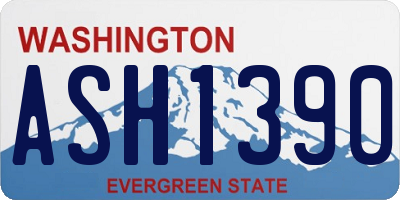 WA license plate ASH1390