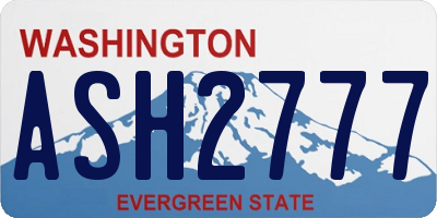 WA license plate ASH2777