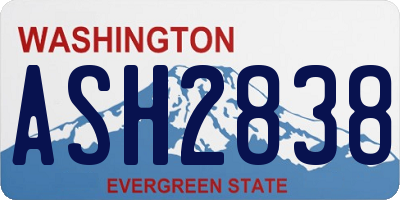 WA license plate ASH2838