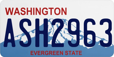 WA license plate ASH2963