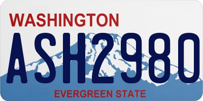 WA license plate ASH2980
