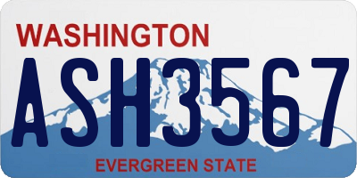 WA license plate ASH3567