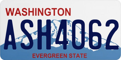 WA license plate ASH4062