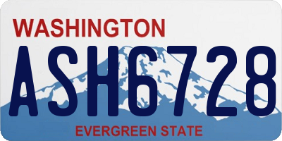 WA license plate ASH6728