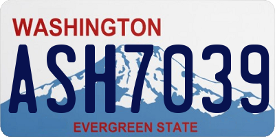WA license plate ASH7039