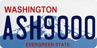 WA license plate ASH9000
